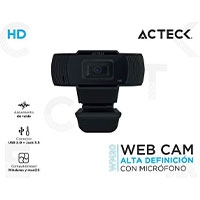 CAMARA WEB ACTECK/ HD/CON MICROFONO/RECONOCIMIENTO DE VOZ HASTA 5 M/ COLOR NEGRO/AC-931250