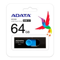 MEMORIA ADATA 64GB USB 3.2 UV320 RETRACTIL NEGRO-AZUL