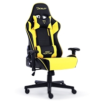 SILLA GAMER OCELOT/ COLOR AMARILLA CON NEGRO / BASE AJUSTABLE Y DE PLASTICO / DESCANSA BRAZOS AJUSTABLES / ANGULO DE INCLINACION 155 GRADOS/ SOPORTA HASTA 150KG/ COJIN PARA LUMBAR Y CERVICAL