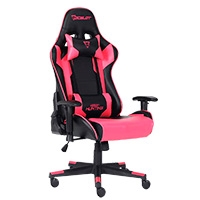 SILLA GAMER OCELOT/ COLOR ROSA CON NEGRO / BASE AJUSTABLE Y DE PLASTICO / DESCANSA BRAZOS AJUSTABLES / ANGULO DE INCLINACION 155 GRADOS/ SOPORTA HASTA 150KG/ COJIN PARA LUMBAR Y CERVICAL