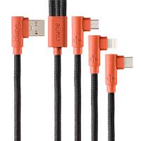 CABLE 3 EN 1 MICROUSB / TIPO C / LIGHTNING HUNE HIEDRA SUSTENTABLE TRENZADO 90ª 1.2M COMPATIBLE CON IPHONE (CORTEZA)